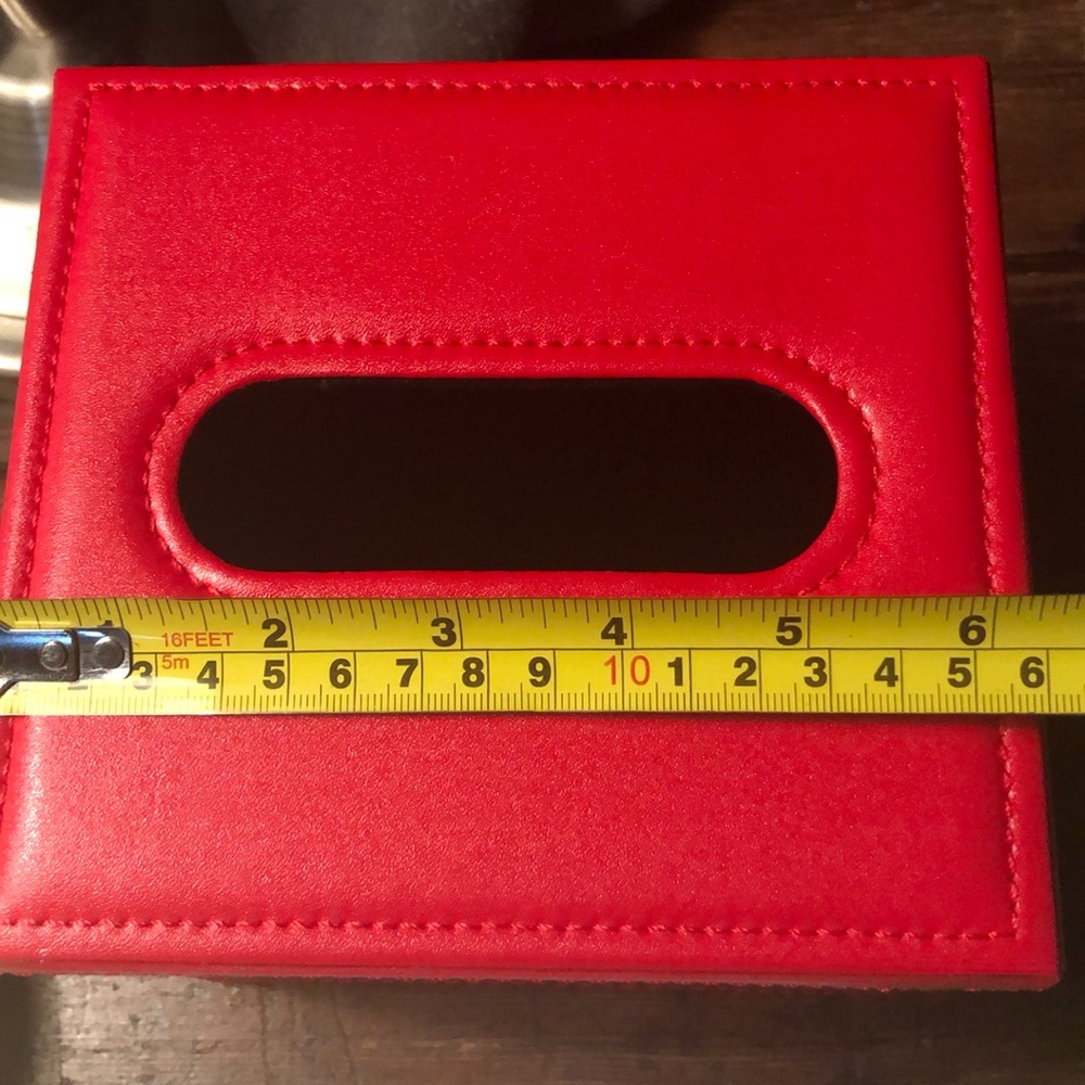 NWT Red Faux Leather Tissue box Multi Use Storage Box Magnetic Closure - Picture 12 of 15